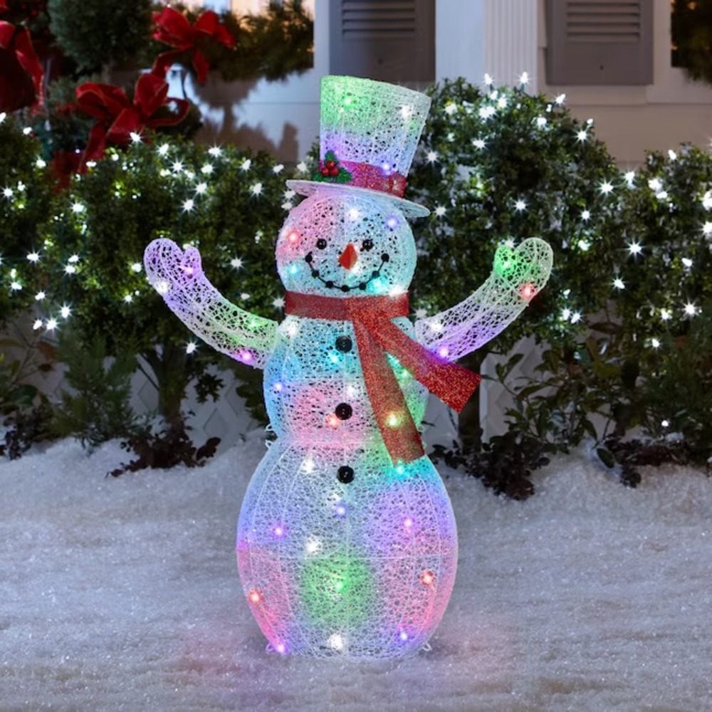 Gemmy Orchestra of Lights 48-Inch LED Crystal Swirl Snowman with Scarf and Hat